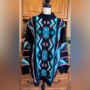 Private Eyes Vintage 80’s Geometric Print Tunic Sweater
